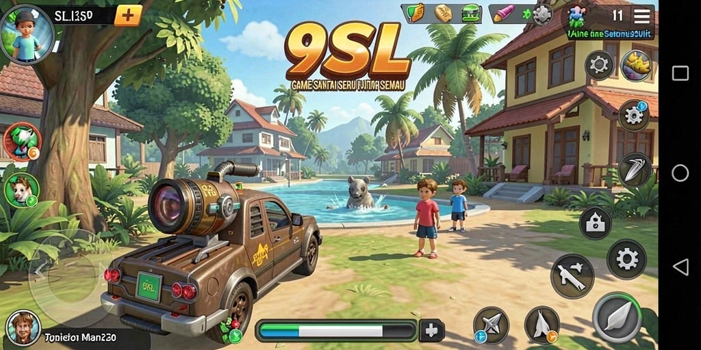Tangkapan layar utama 9SL menunjukkan gameplay yang seru dan warna-warni.