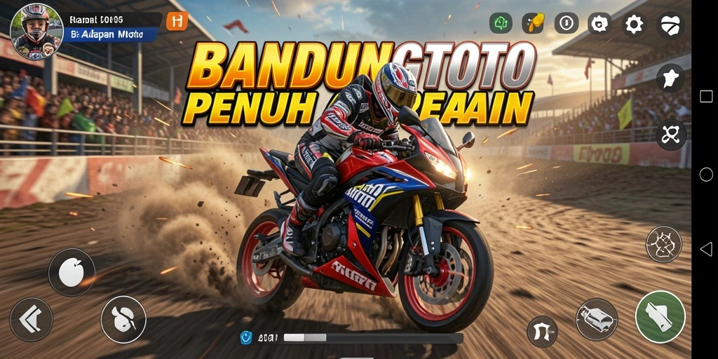 Tampilan gameplay seru dalam balapan motor BANDUNGTOTO.
