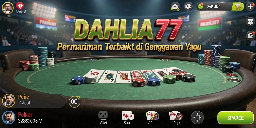 Screenshot DAHLIA77 menunjukkan gameplay poker yang mendebarkan dan interaktif.