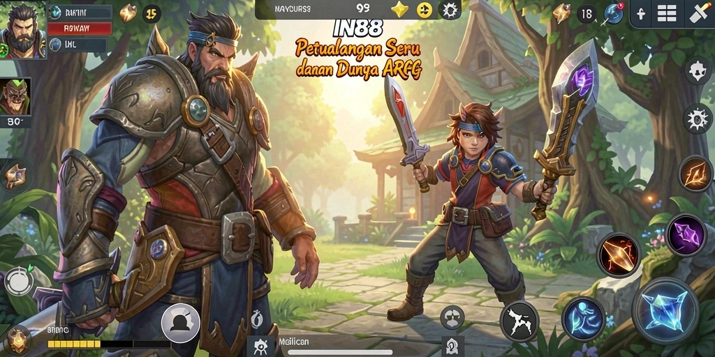 Screenshot utama IN88 menampilkan aksi pertarungan yang intens dalam dunia ARPG.