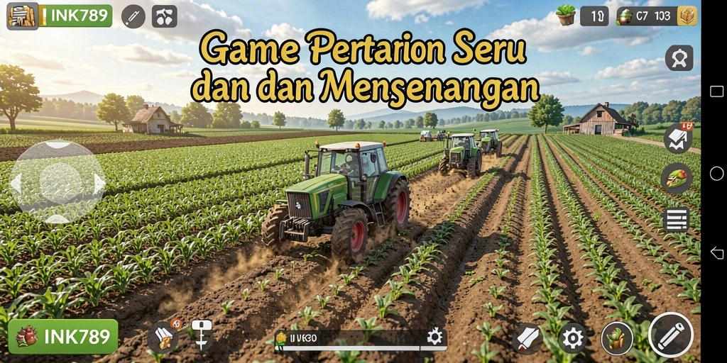 Tampilan gameplay menarik dalam INK789 dengan ladang yang subur.