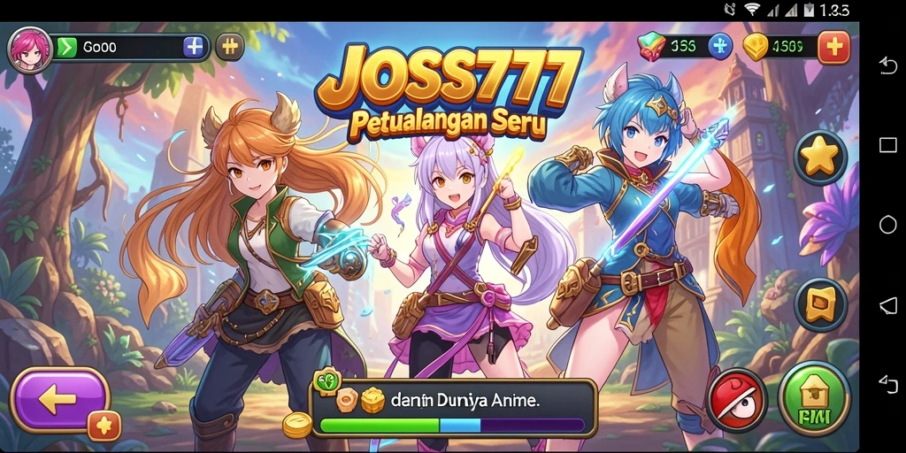 Screenshot gameplay menampilkan karakter anime beraksi.