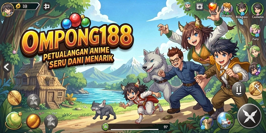 Tampilan gameplay OMPONG188 dengan aksi karakter Anime yang seru.