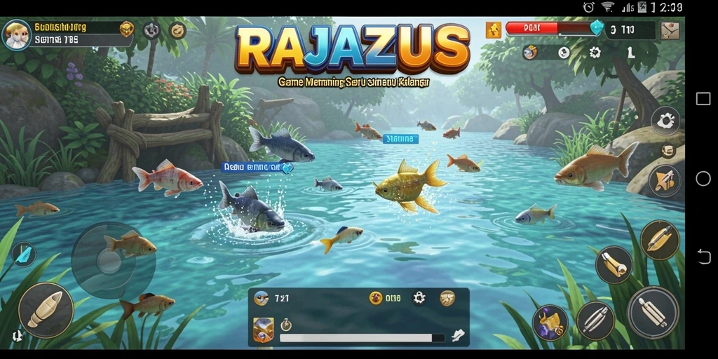 Gameplay seru RAJAZEUS dengan berbagai ikan yang bisa ditangkap.