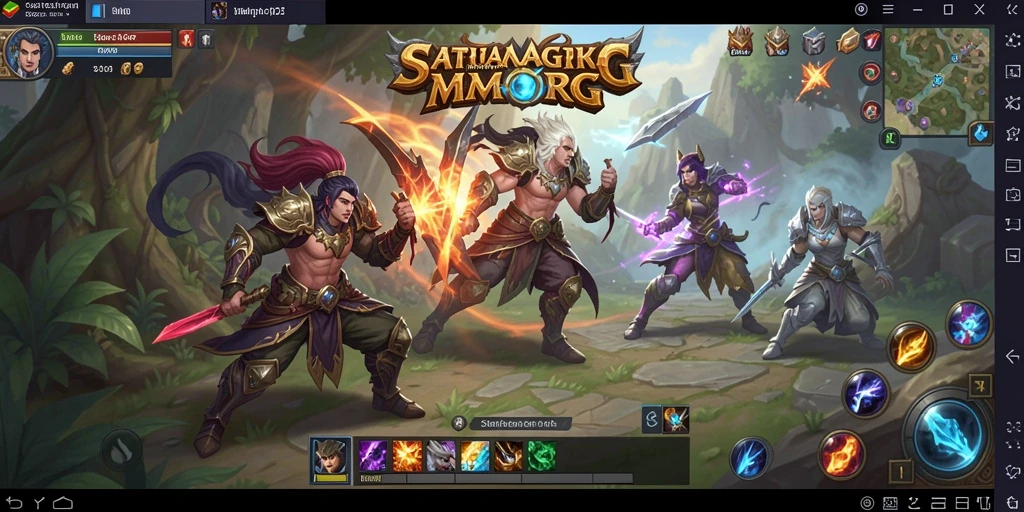 Tampilan aksi seru dalam game MMORPG SATRIA123.