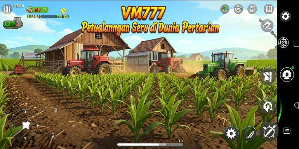 Tampilan gameplay VM777 yang menarik dan penuh warna di dunia pertanian.