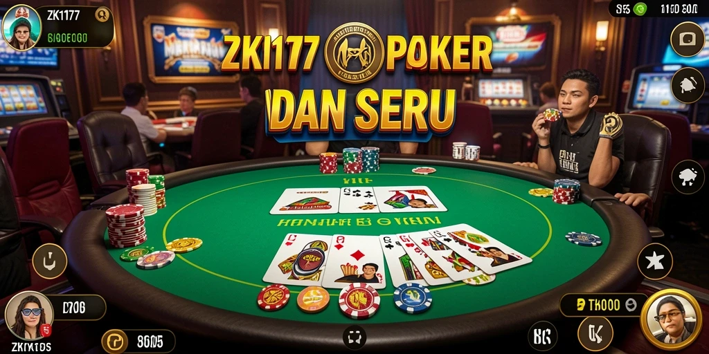 Tampilan gameplay menarik dari ZK1177 yang menampilkan aksi poker intens.